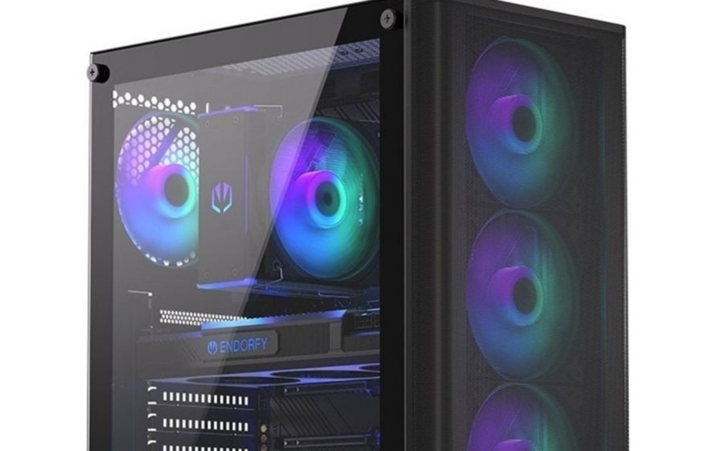 
        Nowoczesna obudowa komputera z podświetleniem RGB.
    