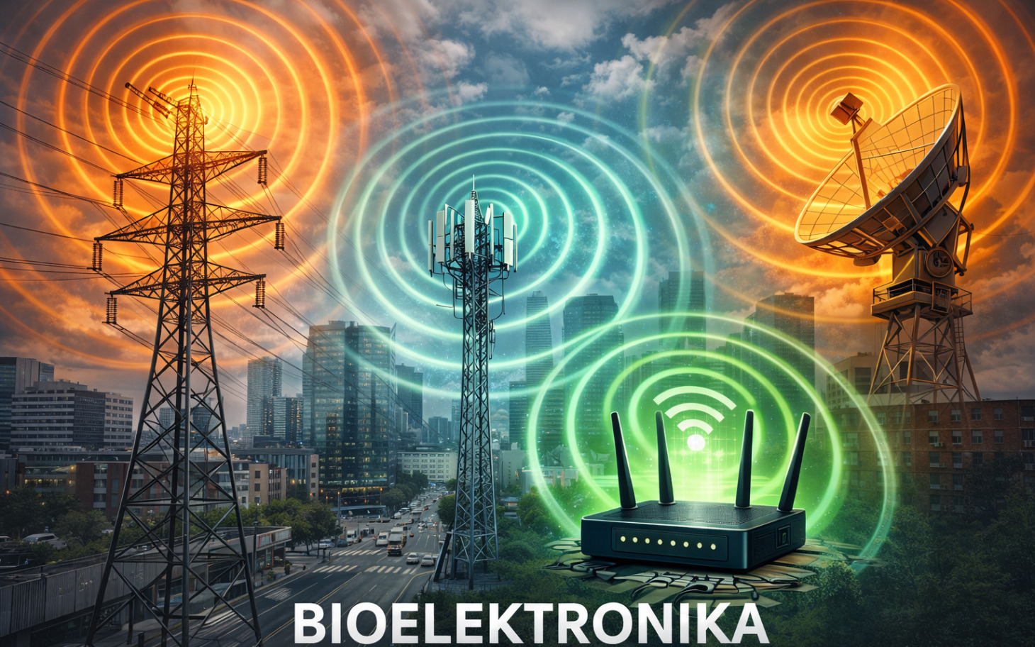 
        Ilustracja przedstawiająca różne źródła sygnału i urządzenia elektroniczne.
    