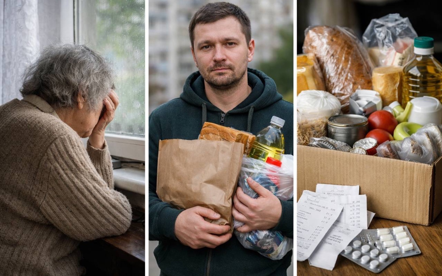
        Kolaż zdjęć przedstawiający pomoc dla potrzebujących.
    