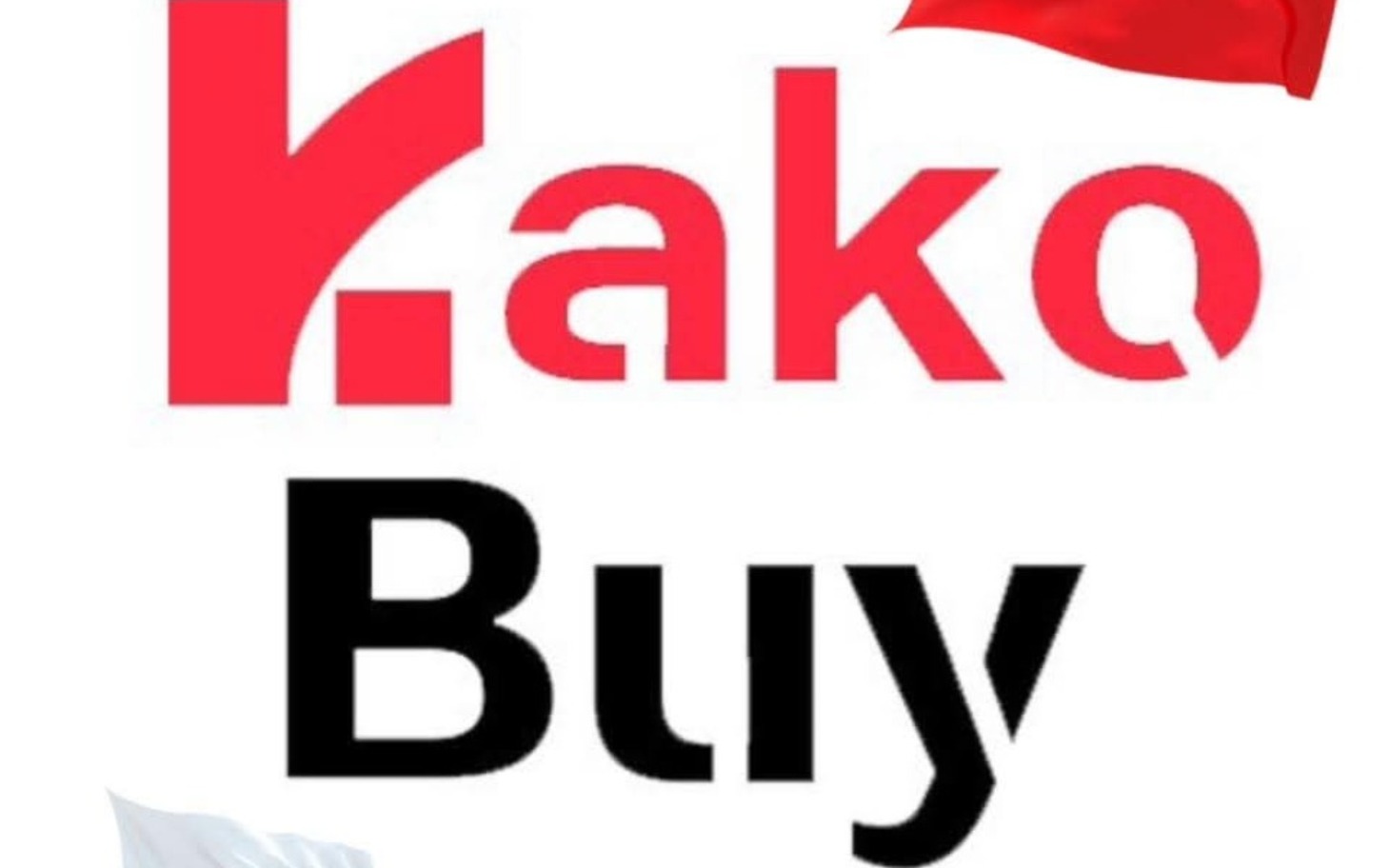 
        Logo firmy z napisem 'Kako Buy', z flagami w tle.
    