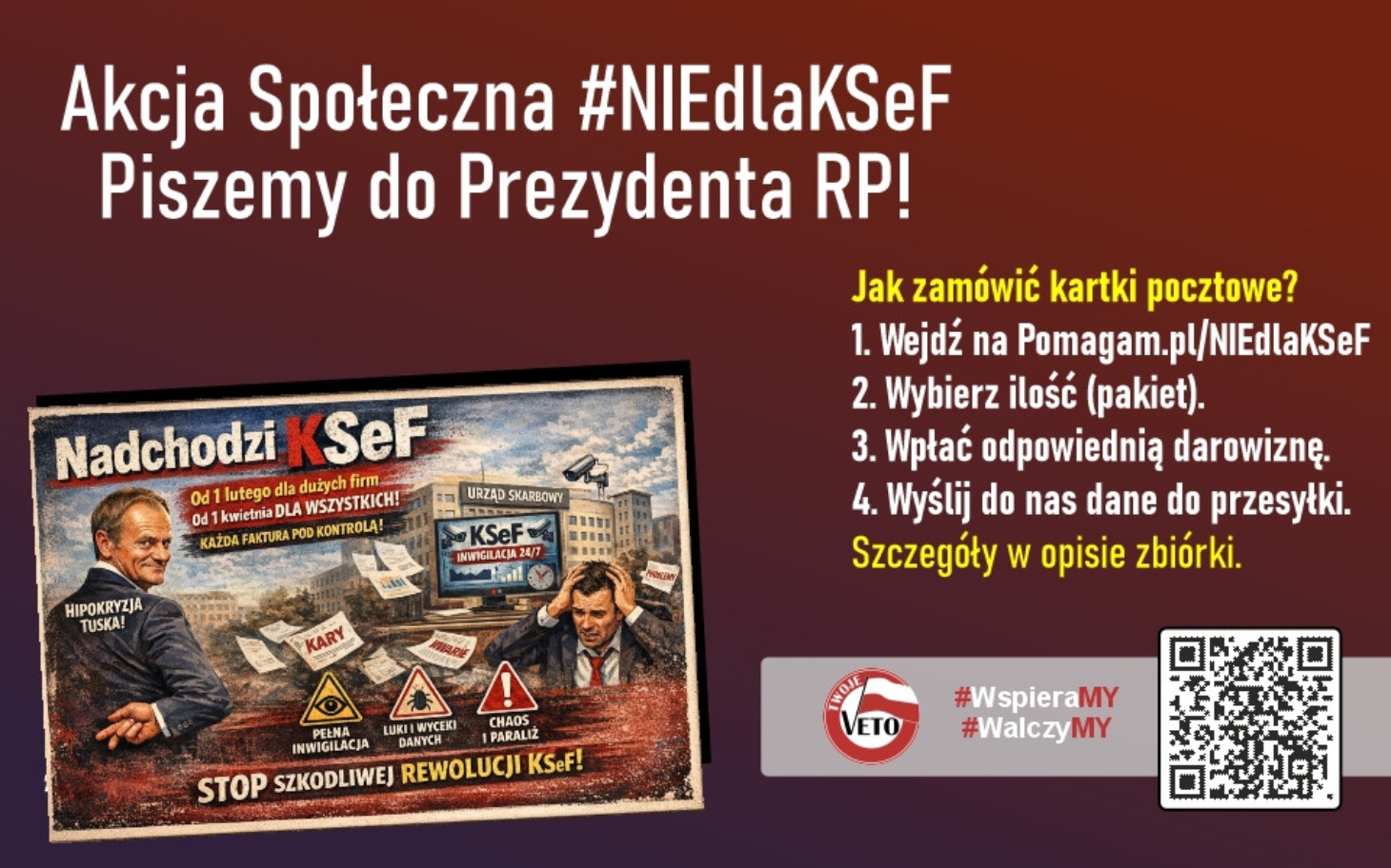 
        Plakat akcji społecznej z informacjami o pisaniu do Prezydenta RP.
    