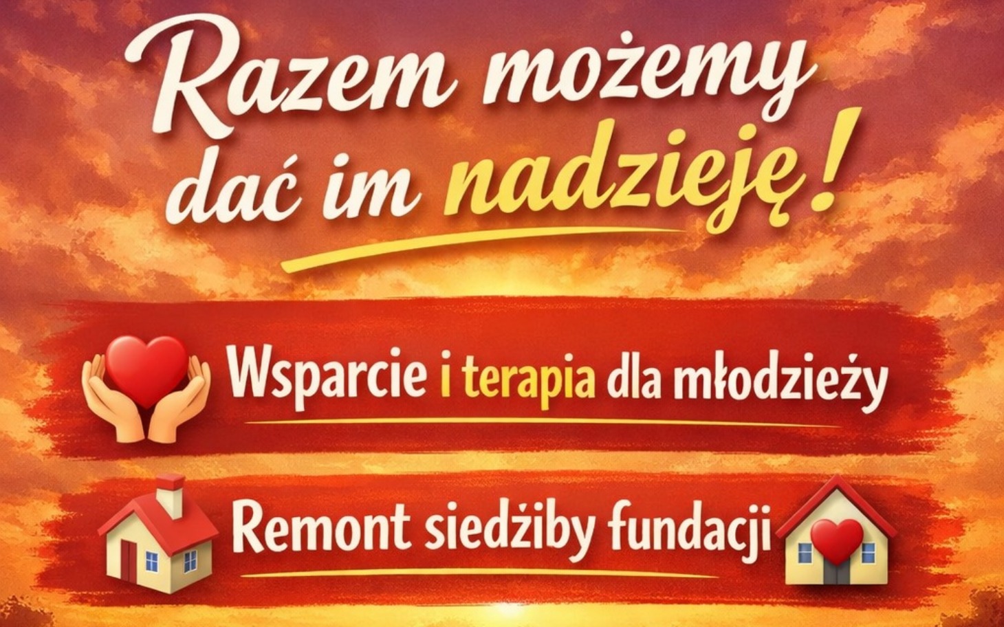 
        Wsparcie i terapia dla młodzieży, remont siedziby fundacji.
    