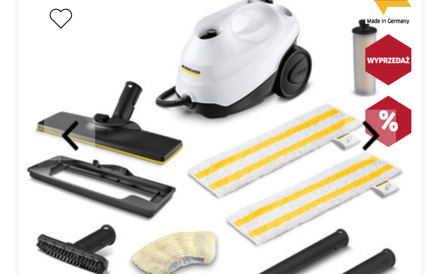 Zestaw do czyszczenia, w tym parownica i akcesoria.