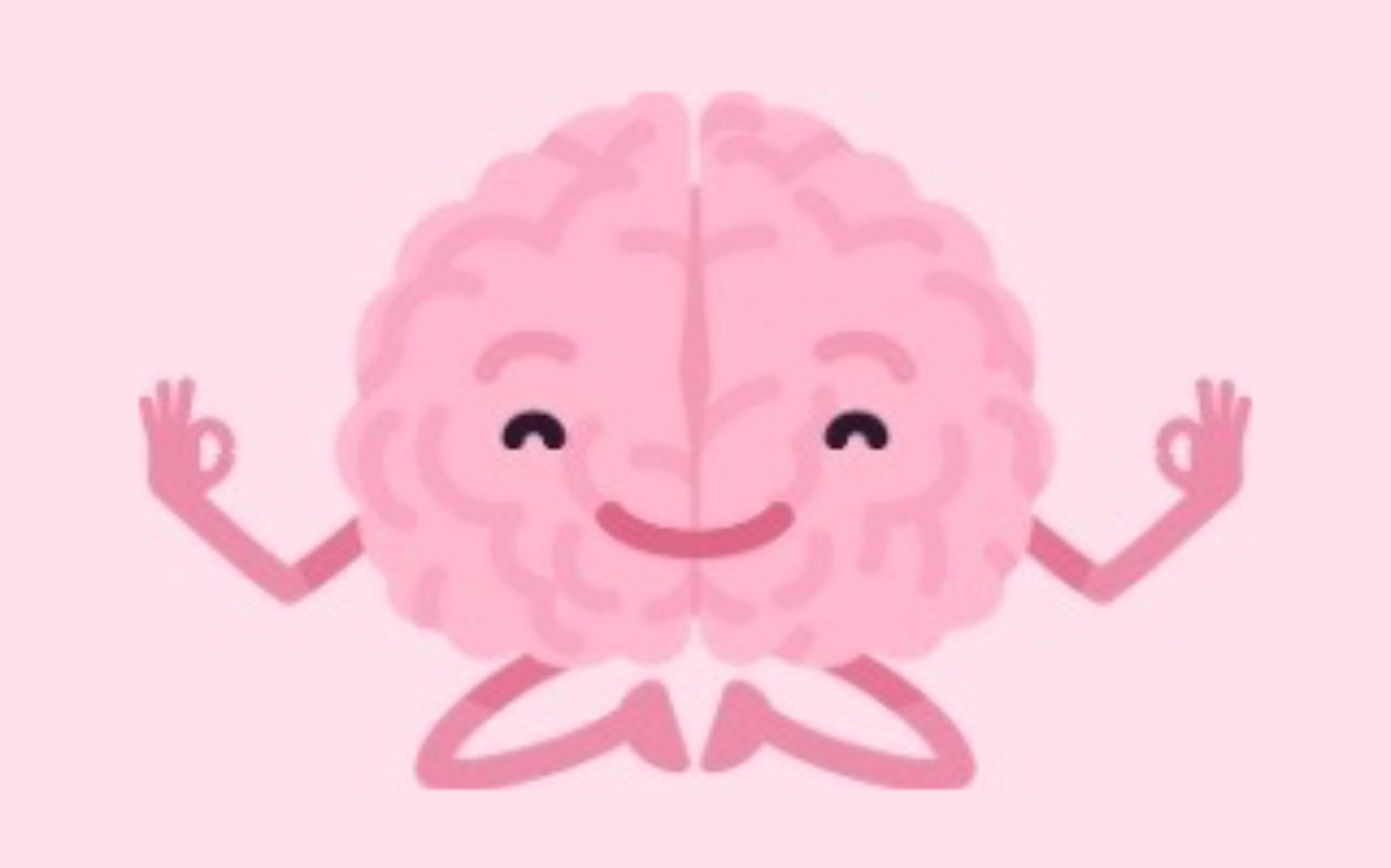 
        Rysunek uśmiechającego się mózgu w pozycji medytacyjnej.
    