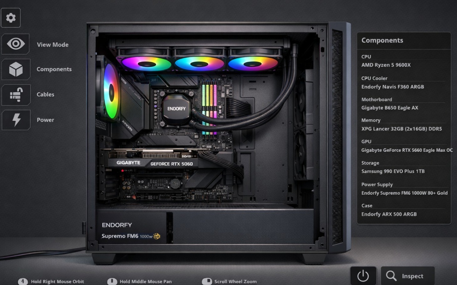 
        Nowoczesny komputer stacjonarny z podświetleniem RGB.
    