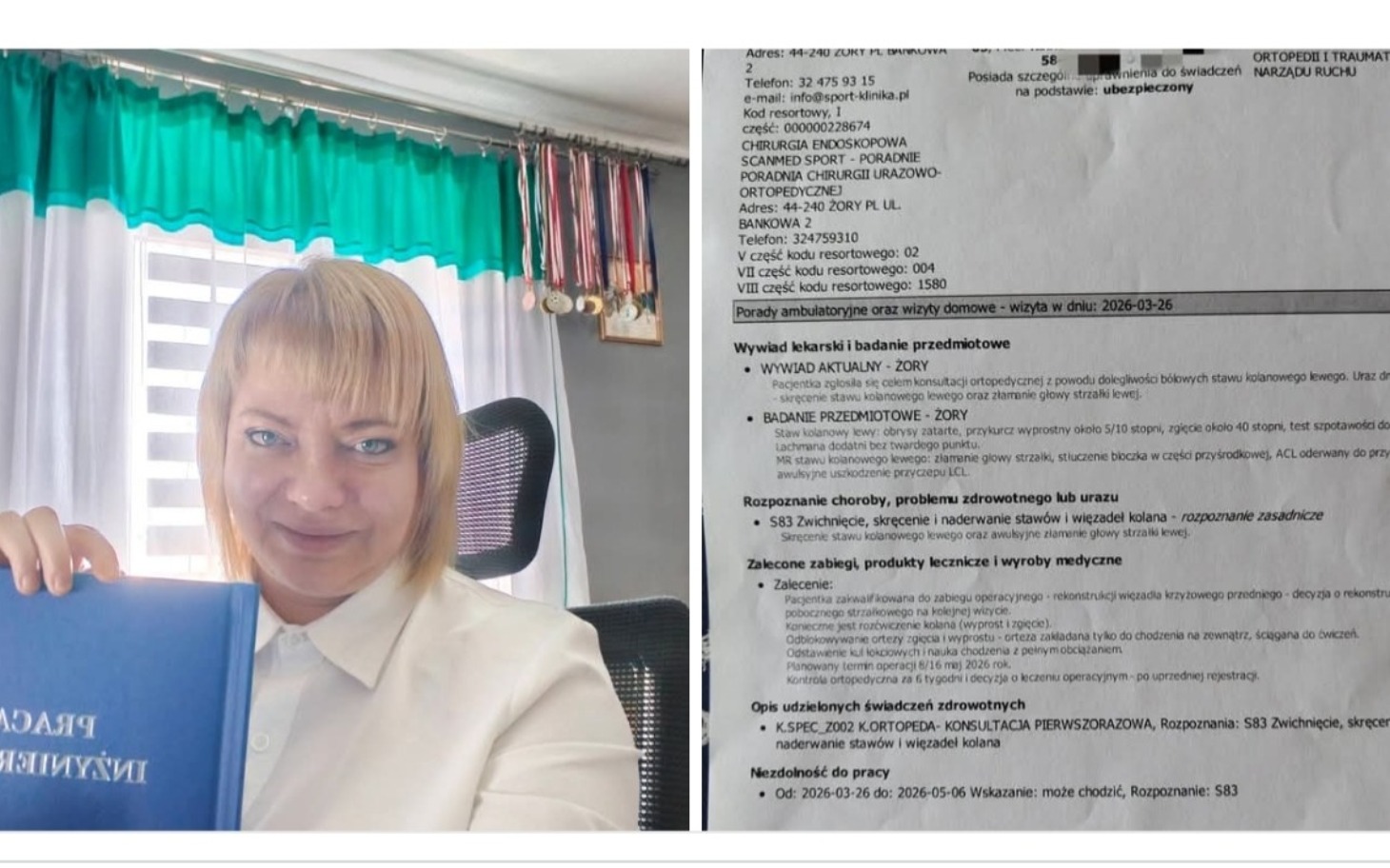 
        Kobieta trzymająca dokumenty w biurze.
    