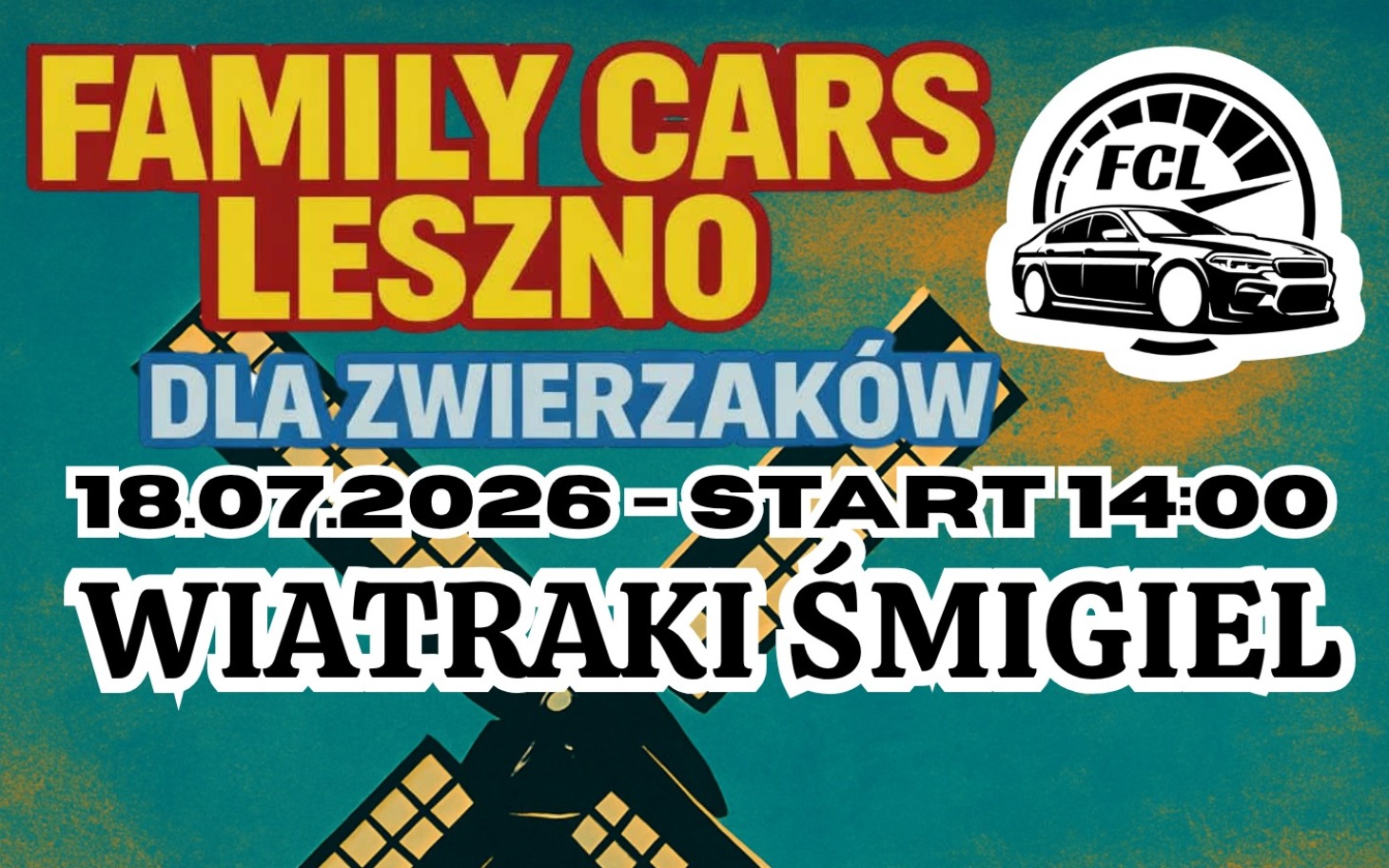 
        Plakat wydarzenia motoryzacyjnego z datą i lokalizacją.
    