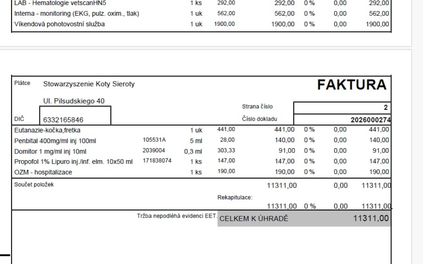 
        Faktura z danymi i szczegółami zamówienia.
    