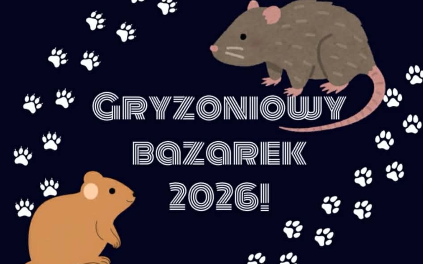 
        Grafika z gryzoniami, zapraszająca na bazarek.
    