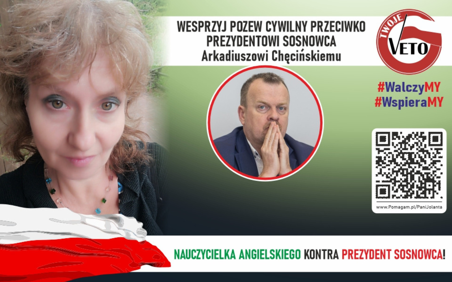 
        Kobieta i mężczyzna na zdjęciu wspierającym protest.
    