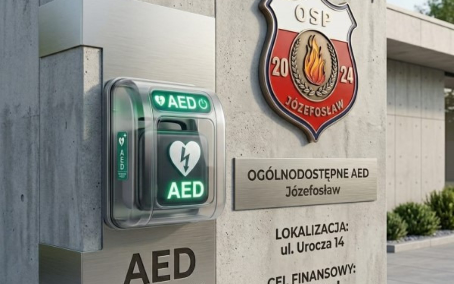 Zewnętrzny defibrylator AED w Józefosławiu.