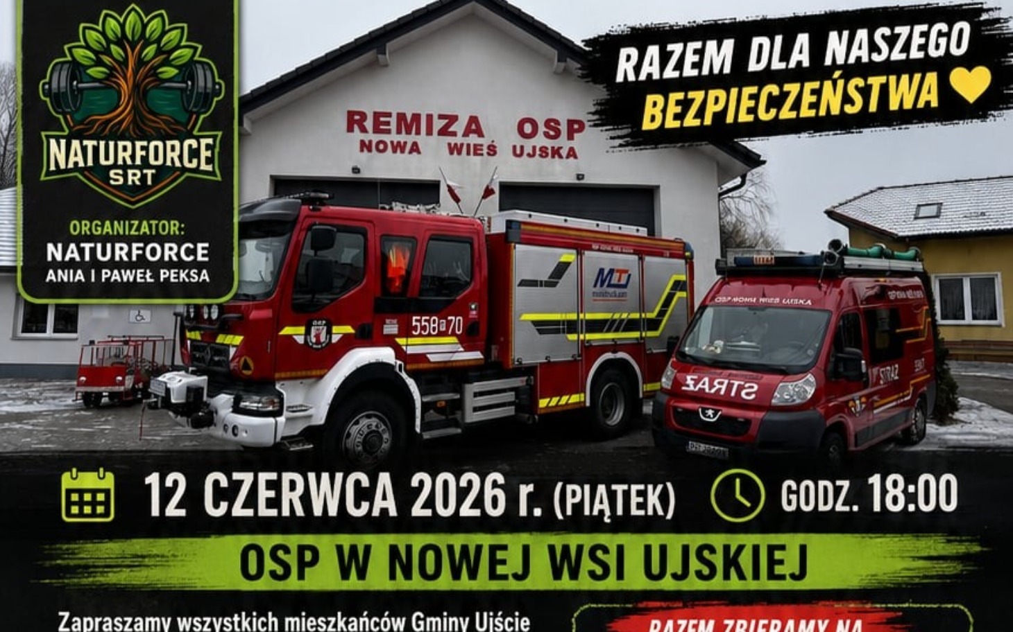 
        Wydarzenie dla bezpieczeństwa w Nowej Wsi Ujskiej, 12 czerwca 2026.
    