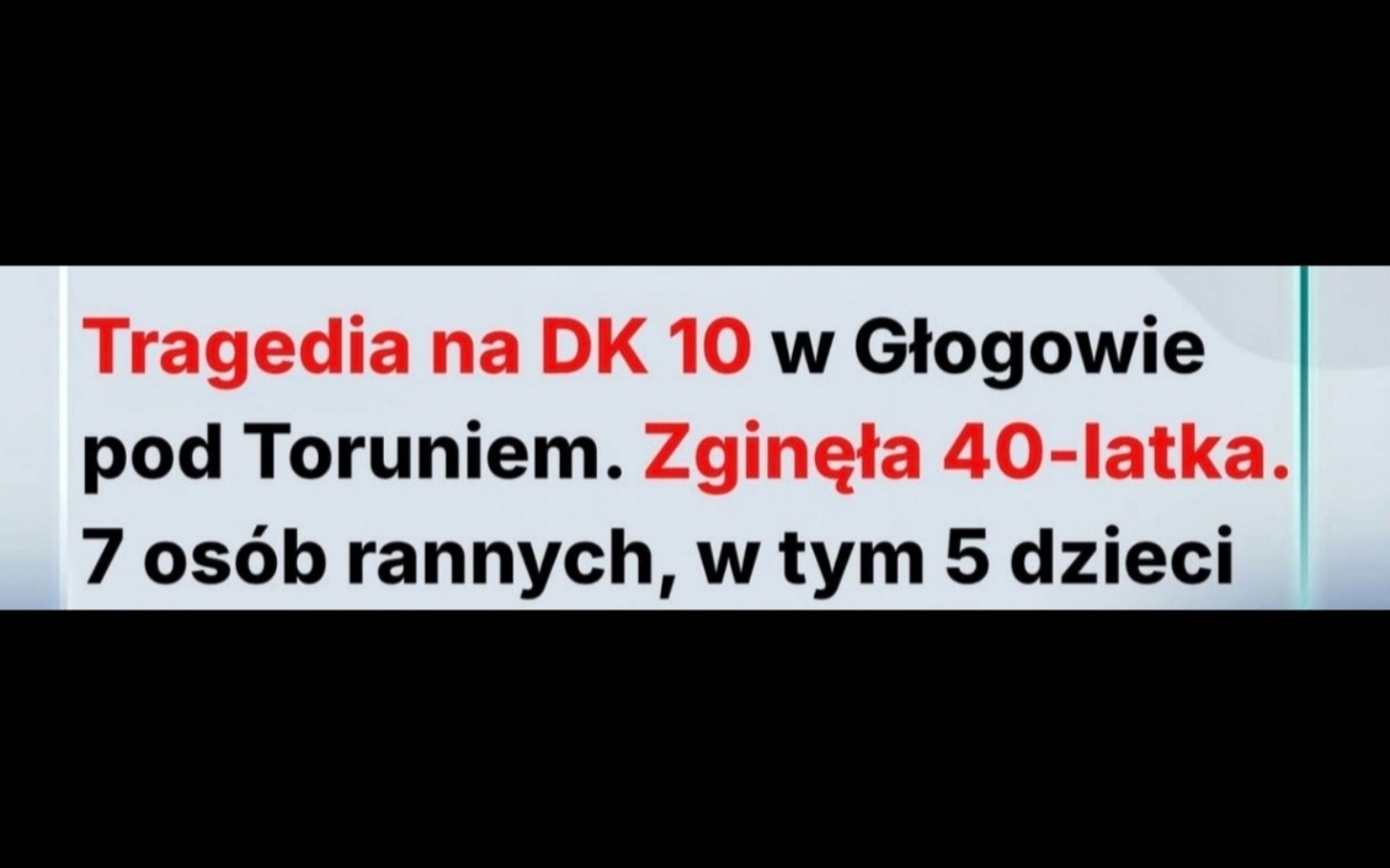 
        Nagłówek wiadomości o tragicznym wypadku drogowym.
    