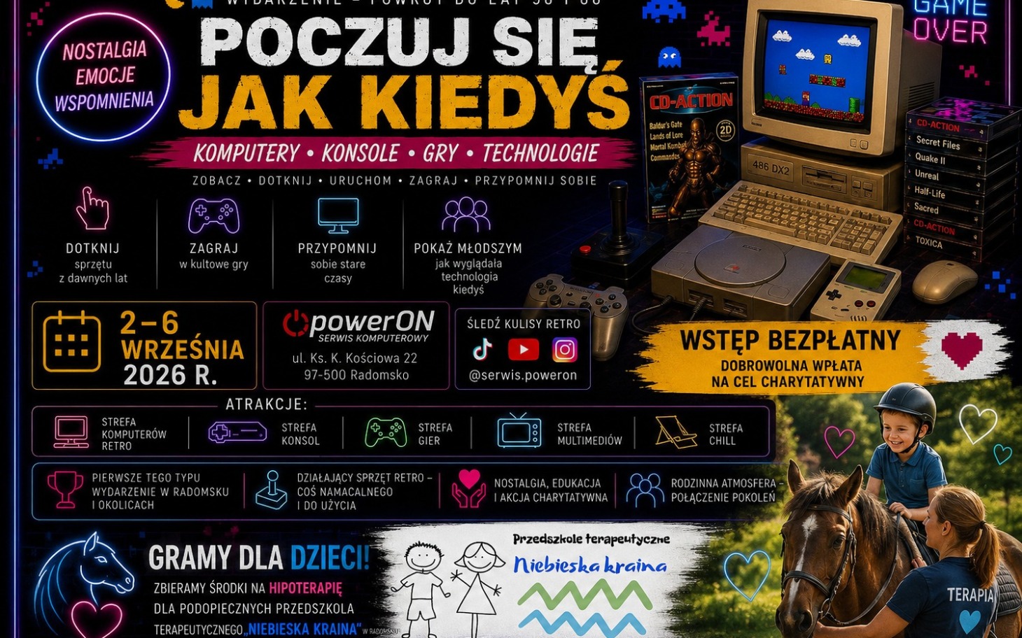 
        Kotka z czarno-białymi plamami na futrze, wesoła mina.
    