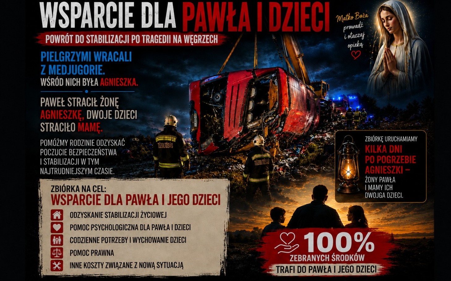 
        Dwóch wolontariuszy trzyma zdjęcie, serduszka na paskach
    