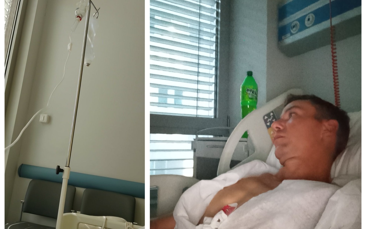 
        Butem nogi i koszula, na szpitalnym łóżku z wenflonem.
    