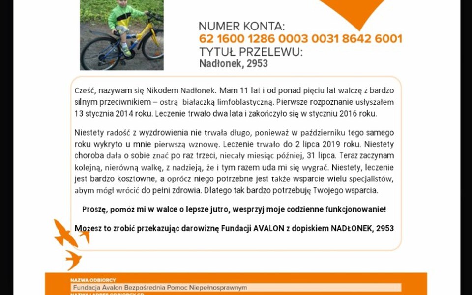 
        Zbiórka Na walkę z chorobą po raz 3 Rak - zdjęcie główne
    